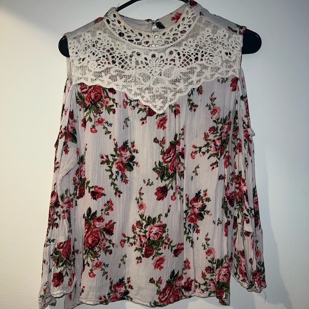 Cold Shoulder Flowy Floral Top